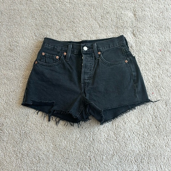 LEVI'S 501 High Rise Womens Denim Shorts- Black - Picture 1 of 2